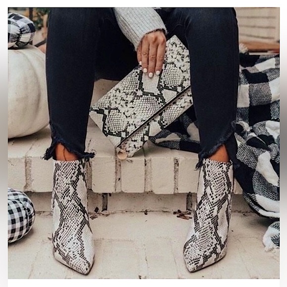 Marc Fisher Python Block Heel Booties - Picture 1 of 16